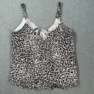 SINGLE Los Angeles Cami Tank Top Size XS Leopard Print Floral V-Neck Adjustable